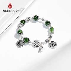 Vòng tay phong thủy đá diopside phối charm bạc hợp mệnh hỏa, mộc