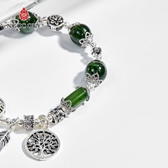 Vòng tay phong thủy đá diopside phối charm bạc hợp mệnh hỏa, mộc