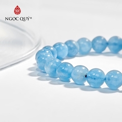 Vòng tay phong thủy đá aquamarine phối charm lu thống hạt 8mm hợp mệnh thủy, mộc
