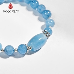 Vòng tay phong thủy đá aquamarine phối charm lu thống hạt 8mm hợp mệnh thủy, mộc