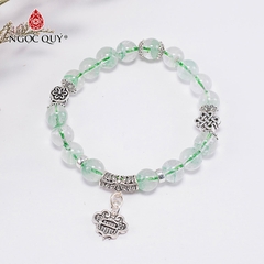 Vòng tay phong thủy đá thạch anh xanh phối charm bạc hạt 8mm hợp mệnh hỏa, mộc