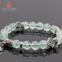 Vòng tay phong thủy đá thạch anh xanh phối charm bạc hạt 8mm hợp mệnh hỏa, mộc
