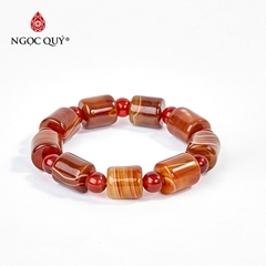 Vòng tay phong thủy đá mã não đỏ đốt tròn hợp mệnh hỏa, thổ