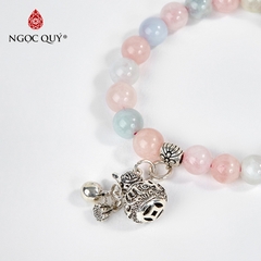 Vòng tay phong thủy đá beryl phối charm hồ lô size hạt 8mm