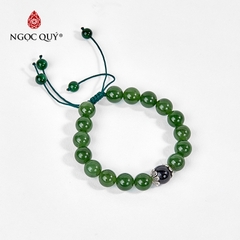 Vòng tay phong thủy đá ngọc bích phối mã não đen hạt 10mm