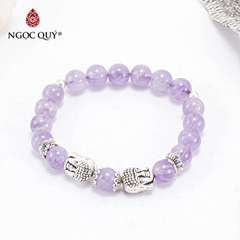 Vòng tay phong thủy đá thạch anh tím ngọc phối charm bạc hạt 8mm
