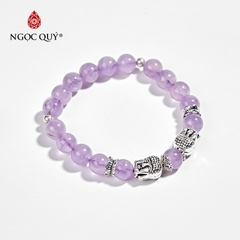 Vòng tay phong thủy đá thạch anh tím ngọc phối charm bạc hạt 8mm