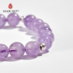 Vòng tay phong thủy đá thạch anh tím ngọc phối charm bạc hạt 8mm