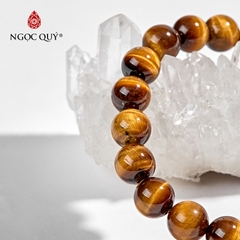 Vòng tay phong thủy đá mắt hổ vàng nâu phối charm bạc hạt 8mm