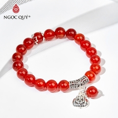 Vòng tay phong thủy đá mã não đỏ phối charm halloween hạt 8mm