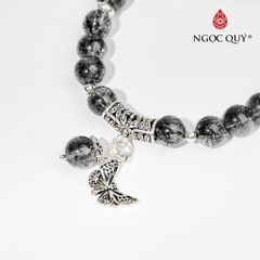 Vòng tay thạch anh tóc đen phối charm