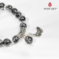 Vòng tay thạch anh tóc đen phối charm
