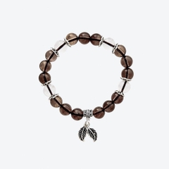 Vòng tay đá thạch anh khói phối charm bạc