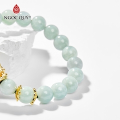 Vòng tay phong thủy đá cẩm thạch phỉ thúy charm tỳ huu mạ vàng hạt 8mm hợp mệnh hỏa, mộc