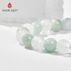 Vòng tay phong thủy đá cẩm thạch phỉ thúy mix ưu linh trắng hạt 8mm hợp mệnh hỏa, mộc