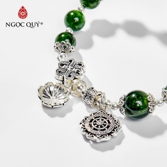 Vòng tay phong thủy đá diopside phối charm hoa vintage hạt 7mm hợp mệnh hỏa, mộc