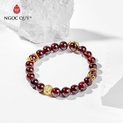 Vòng tay phong thủy đá garnet charm cầu hạt 4mm