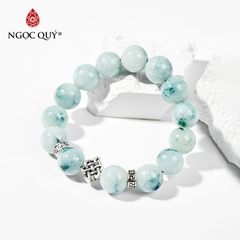 Vòng tay phong thủy đá cẩm thạch phỉ thúy charm kết đồng tâm hạt 14mm hợp mệnh hỏa, mộc