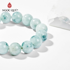 Vòng tay phong thủy đá cẩm thạch phỉ thúy charm kết đồng tâm hạt 14mm hợp mệnh hỏa, mộc