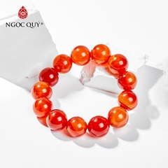 Vòng tay phong thủy nam đá mã não đỏ hạt 18mm hợp mệnh hỏa, thổ