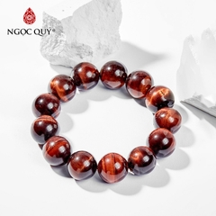 Vòng tay phong thủy nam đá mắt hổ nâu đỏ hạt 18mm mệnh hỏa, thổ