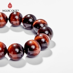 Vòng tay phong thủy nam đá mắt hổ nâu đỏ hạt 18mm mệnh hỏa, thổ