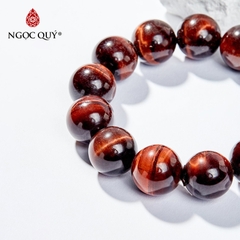 Vòng tay phong thủy nam đá mắt hổ nâu đỏ hạt 18mm mệnh hỏa, thổ