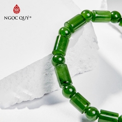 Vòng tay phong thủy đá ngọc bích đốt trúc phối charm mạ vàng