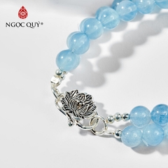 Vòng tay phong thủy đá aquamarine phối charm tiên cá hạt 6mm hợp mệnh thủy, mộc mẫu VC0295