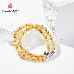 Vòng tay phong thủy 2 line đá thạch anh tóc vàng hạt 6mm