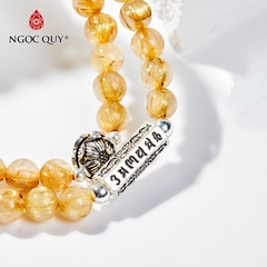 Vòng tay phong thủy 2 line đá thạch anh tóc vàng hạt 6mm