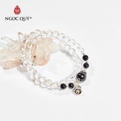 Vòng tay phong thủy 2 line đá thạch anh trắng