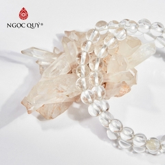 Vòng tay phong thủy 2 line đá thạch anh trắng