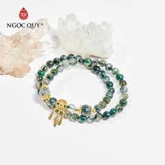 Vòng tay phong thủy 2 line đá băng ngọc thủy tảo