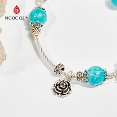Vòng tay phong thủy đá amazonite phối charm hợp mệnh thuỷ, mộc