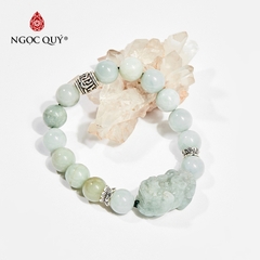Vòng tay phong thủy đá cẩm thạch phỉ thúy charm tỳ huu hợp mệnh hỏa, mộc