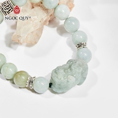 Vòng tay phong thủy đá cẩm thạch phỉ thúy charm tỳ huu hợp mệnh hỏa, mộc