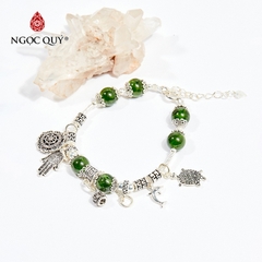 Vòng tay phong thủy đá diopside phối charm kim quy hợp mệnh hỏa, mộc