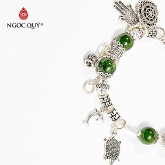 Vòng tay phong thủy đá diopside phối charm kim quy hợp mệnh hỏa, mộc
