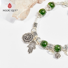 Vòng tay phong thủy đá diopside phối charm kim quy hợp mệnh hỏa, mộc