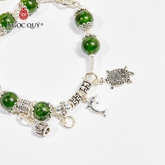 Vòng tay phong thủy đá diopside phối charm kim quy hợp mệnh hỏa, mộc