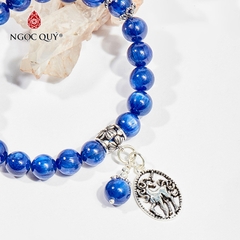 Vòng tay phong thủy đá Kyanite phối charm kỳ lân