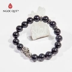 Vòng tay phong thủy đá obsidian phối charm tỳ hưu