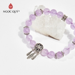 Vòng tay phong thủy đá thạch anh tím phối charm