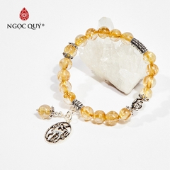 Vòng tay phong thủy đá thạch anh tóc vàng phối charm kỳ lân