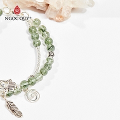 Vòng tay phong thủy 2 line đá thạch anh tóc xanh