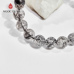 Vòng tay phong thủy đá thạch anh tóc đen charm tỳ hưu