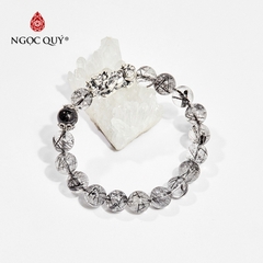 Vòng tay phong thủy đá thạch anh tóc đen charm tỳ hưu