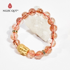 Vòng tay phong thủy đá thạch anh tóc đỏ phối charm phật