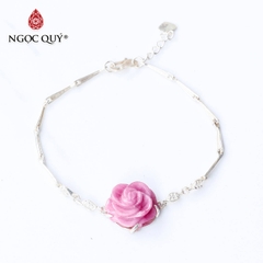 Vòng lắc bạc phối hoa mẫu đơn ruby hồng ngọc